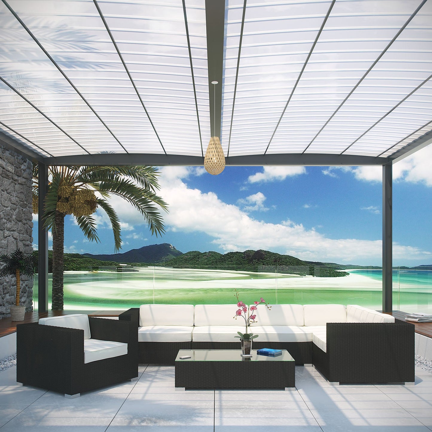 Corona 7 Piece Outdoor Patio Sectional Set by Modway EEI-606-EXP-WHI-SET