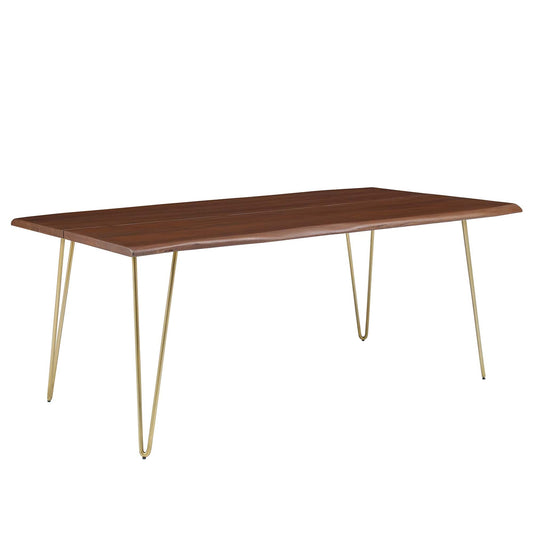 Ardor 74" Live Edge Acacia Wood Acacia Wood Dining Table by Modway EEI-6070-GLD-WAL