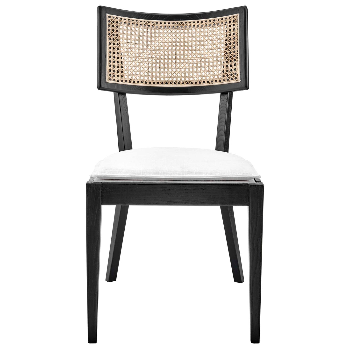 Caledonia Fabric Upholstered Wood Dining Chair Set of 2 by Modway EEI-6080-BLK-WHI