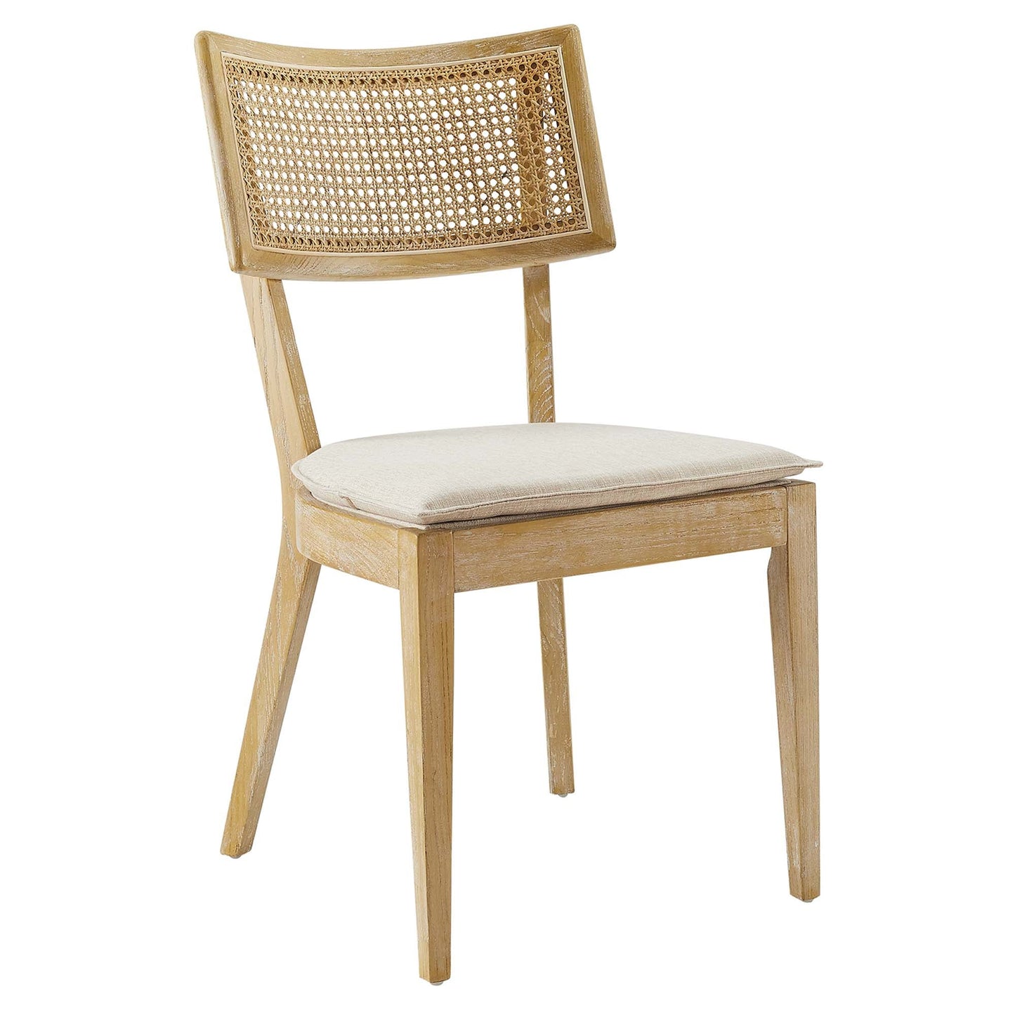 Caledonia Fabric Upholstered Wood Dining Chair Set of 2 by Modway EEI-6080-GRY-BEI