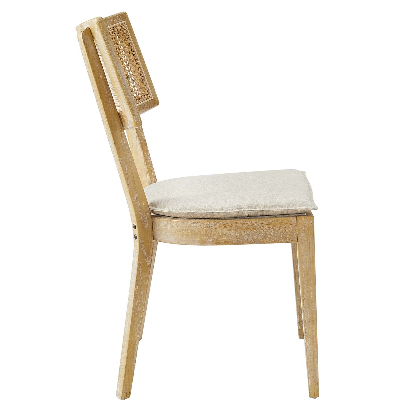 Caledonia Fabric Upholstered Wood Dining Chair Set of 2 by Modway EEI-6080-GRY-BEI