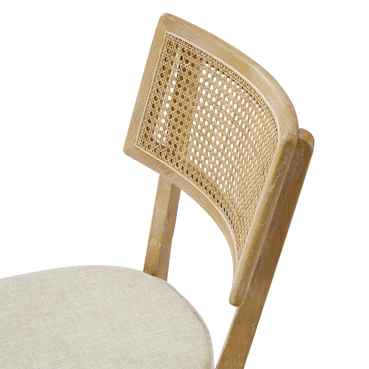 Caledonia Fabric Upholstered Wood Dining Chair Set of 2 by Modway EEI-6080-GRY-BEI