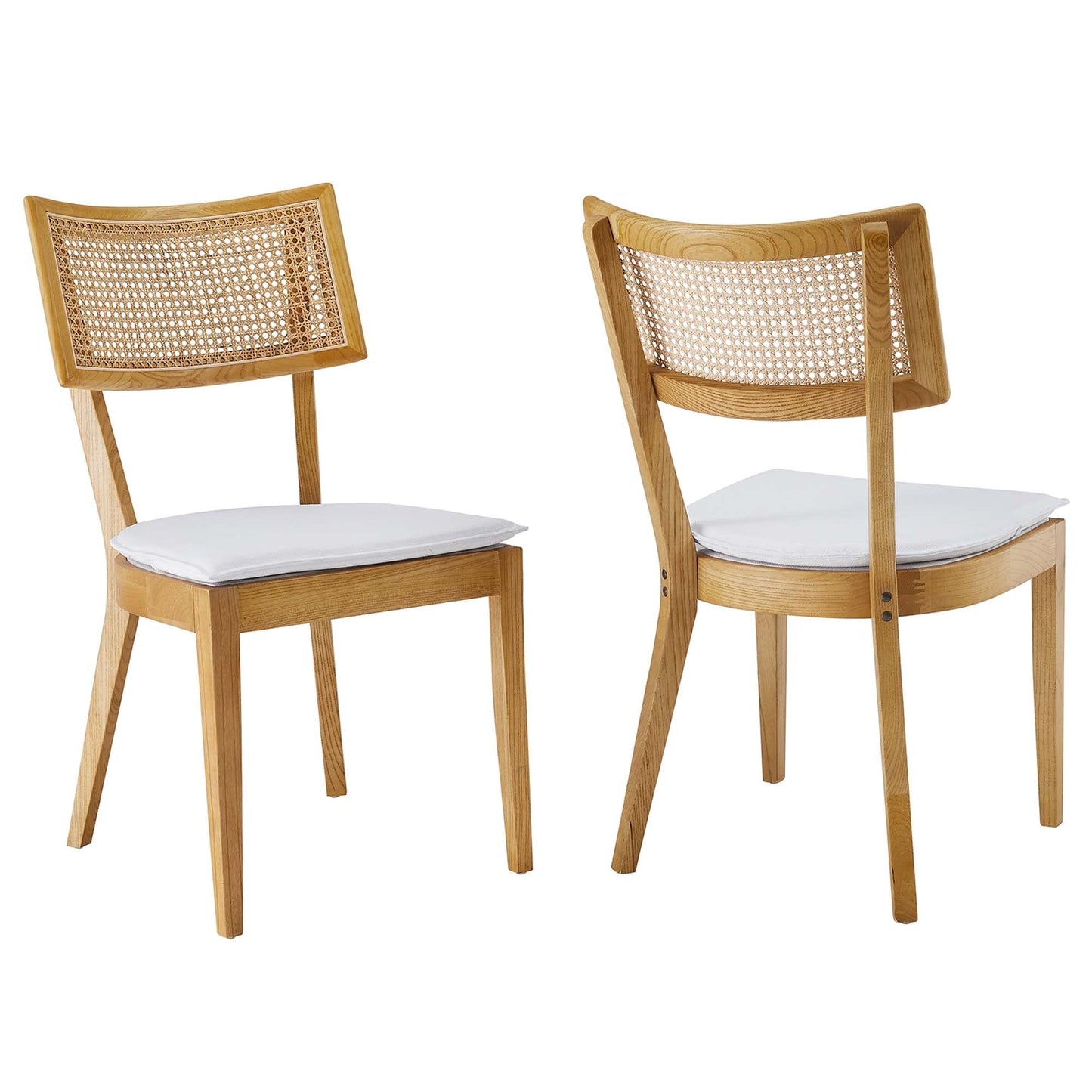 Caledonia Fabric Upholstered Wood Dining Chair Set of 2 by Modway EEI-6080-NAT-WHI