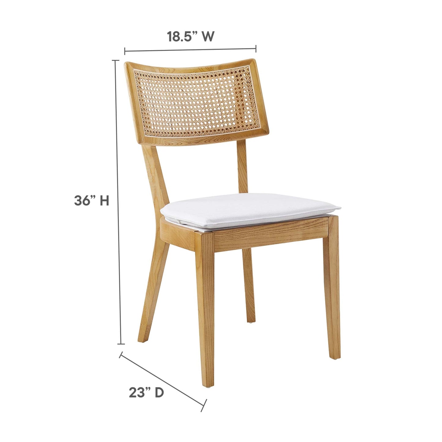 Caledonia Fabric Upholstered Wood Dining Chair Set of 2 by Modway EEI-6080-NAT-WHI