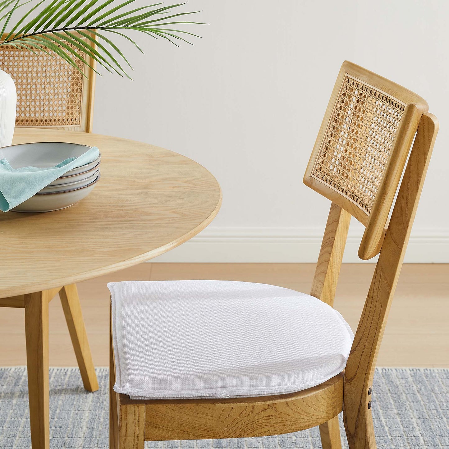 Caledonia Fabric Upholstered Wood Dining Chair Set of 2 by Modway EEI-6080-NAT-WHI