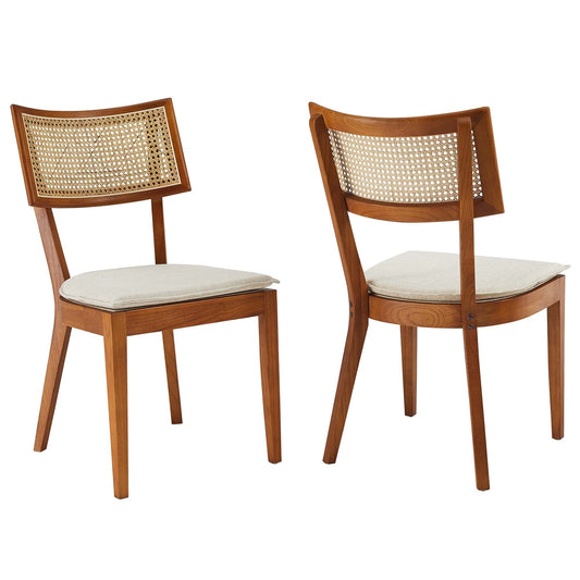 Caledonia Fabric Upholstered Wood Dining Chair Set of 2 by Modway EEI-6080-WAL-BEI