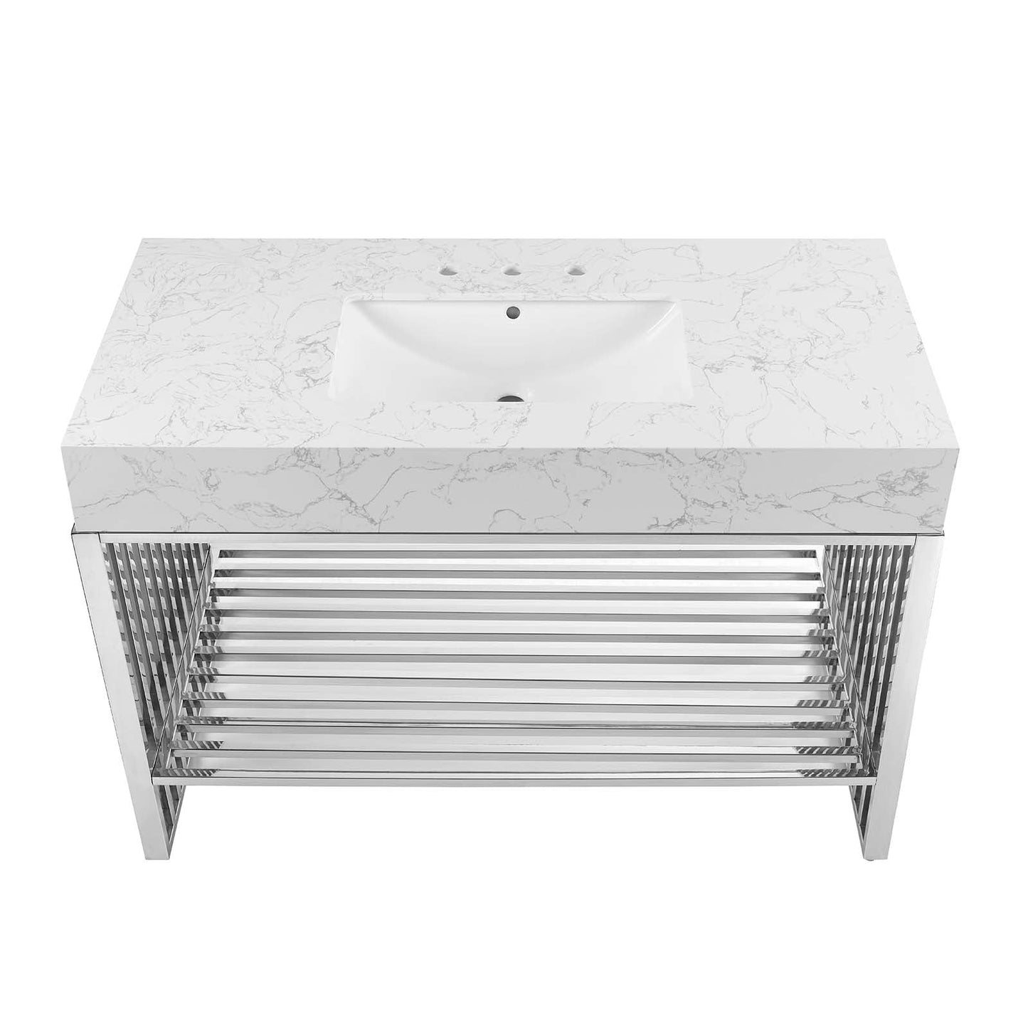 Gridiron Bathroom Vanity White Silver EEI-6109-WHI-SLV
