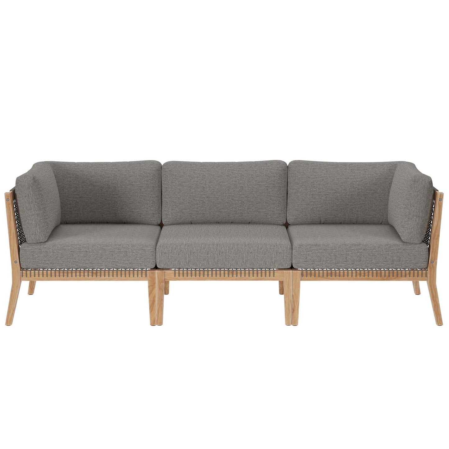Clearwater Outdoor Patio Teak Wood Sofa Gray