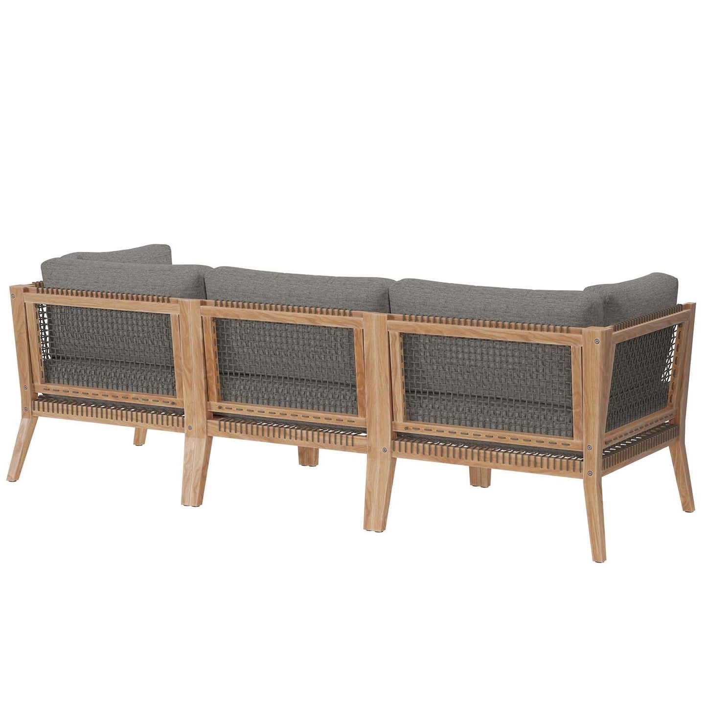 Clearwater Outdoor Patio Teak Wood Sofa Gray