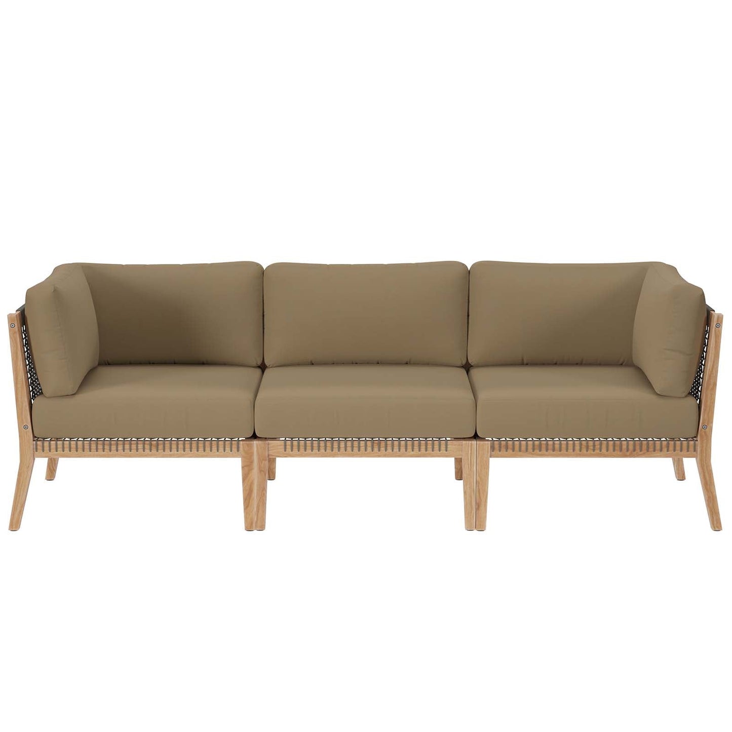 Clearwater Outdoor Patio Teak Wood Sofa Gray