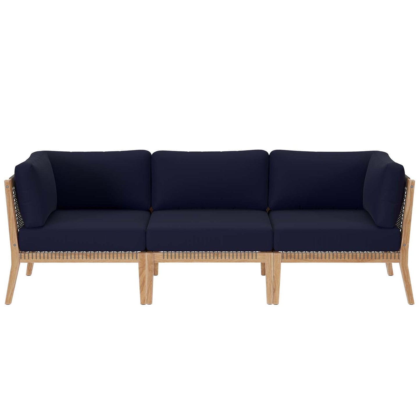 Clearwater Outdoor Patio Teak Wood Sofa Gray