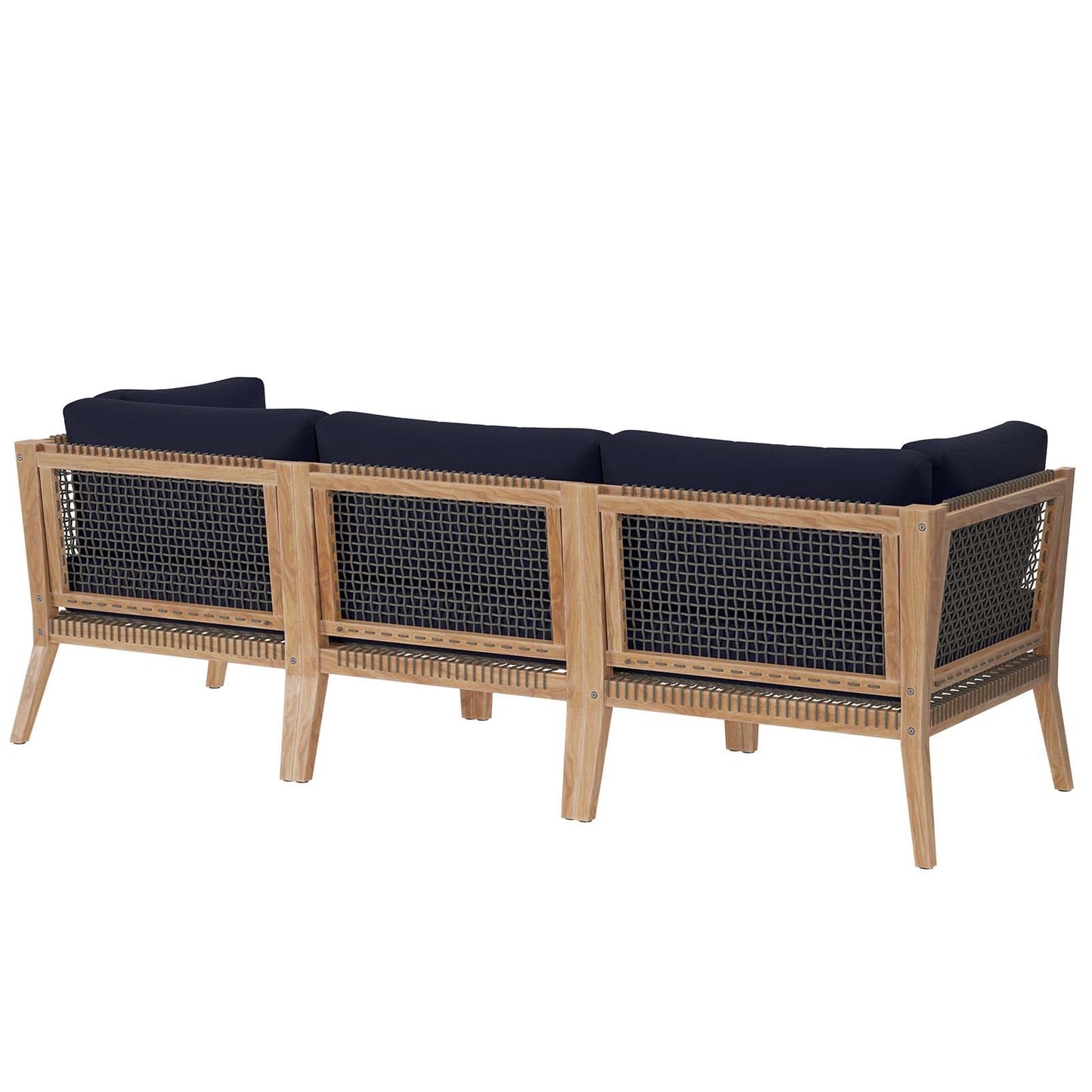 Clearwater Outdoor Patio Teak Wood Sofa Gray