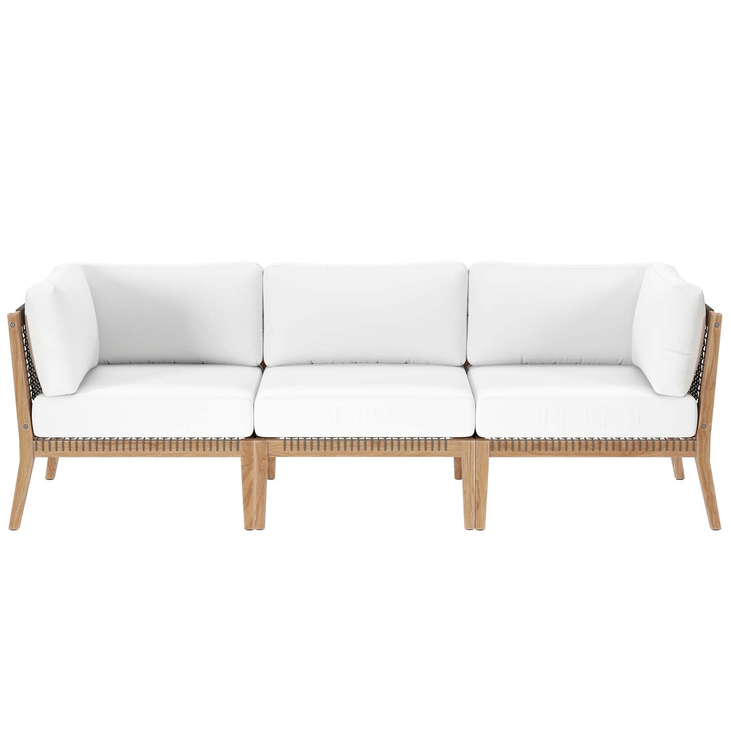 Clearwater Outdoor Patio Teak Wood Sofa Gray
