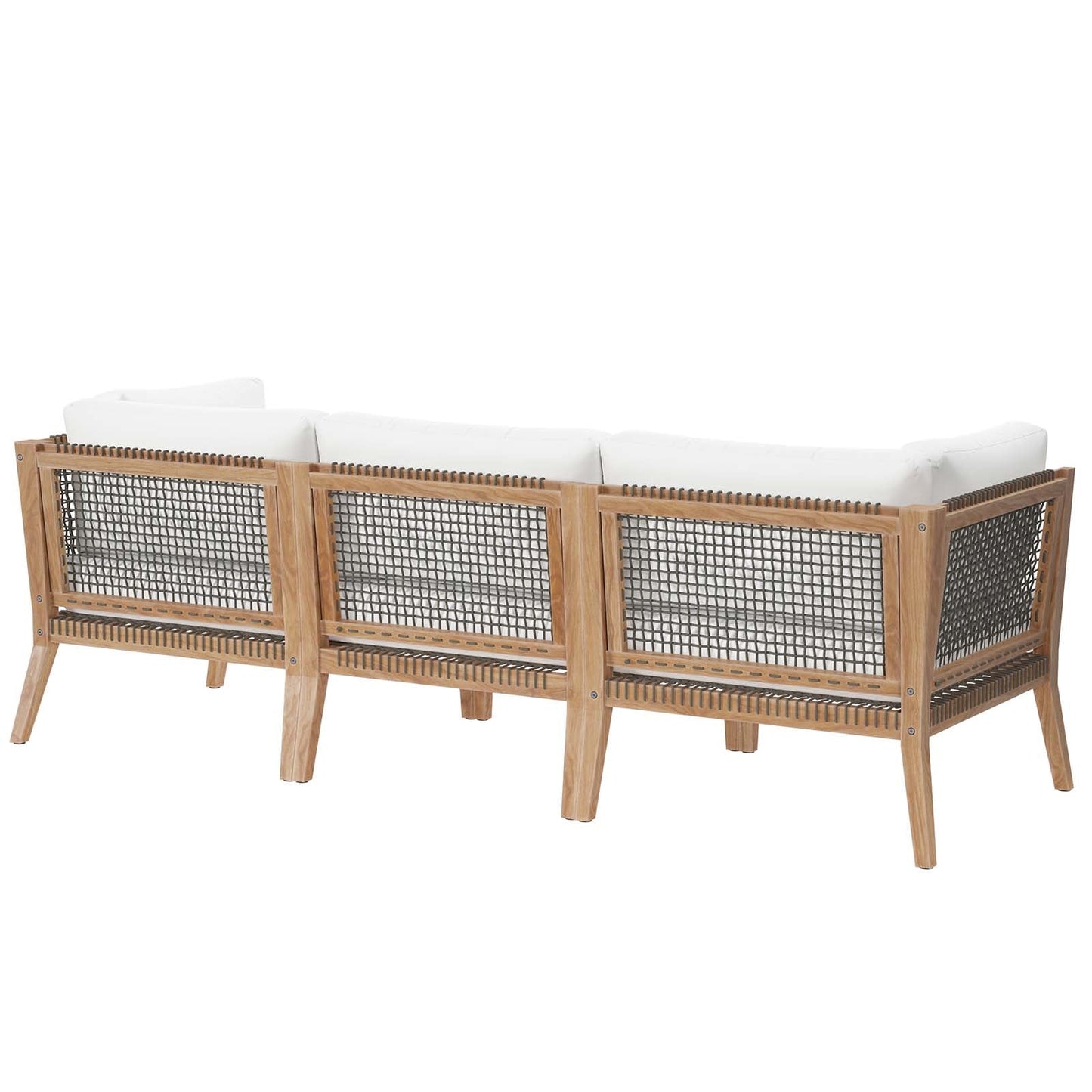 Clearwater Outdoor Patio Teak Wood Sofa Gray