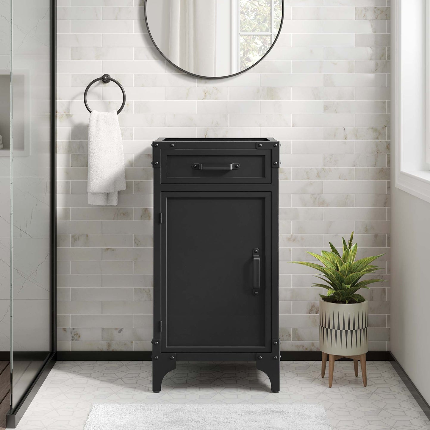 Steamforge 18" Bathroom Vanity Cabinet (Sink Basin Not Included) by Modway EEI-6126-BLK-WAL