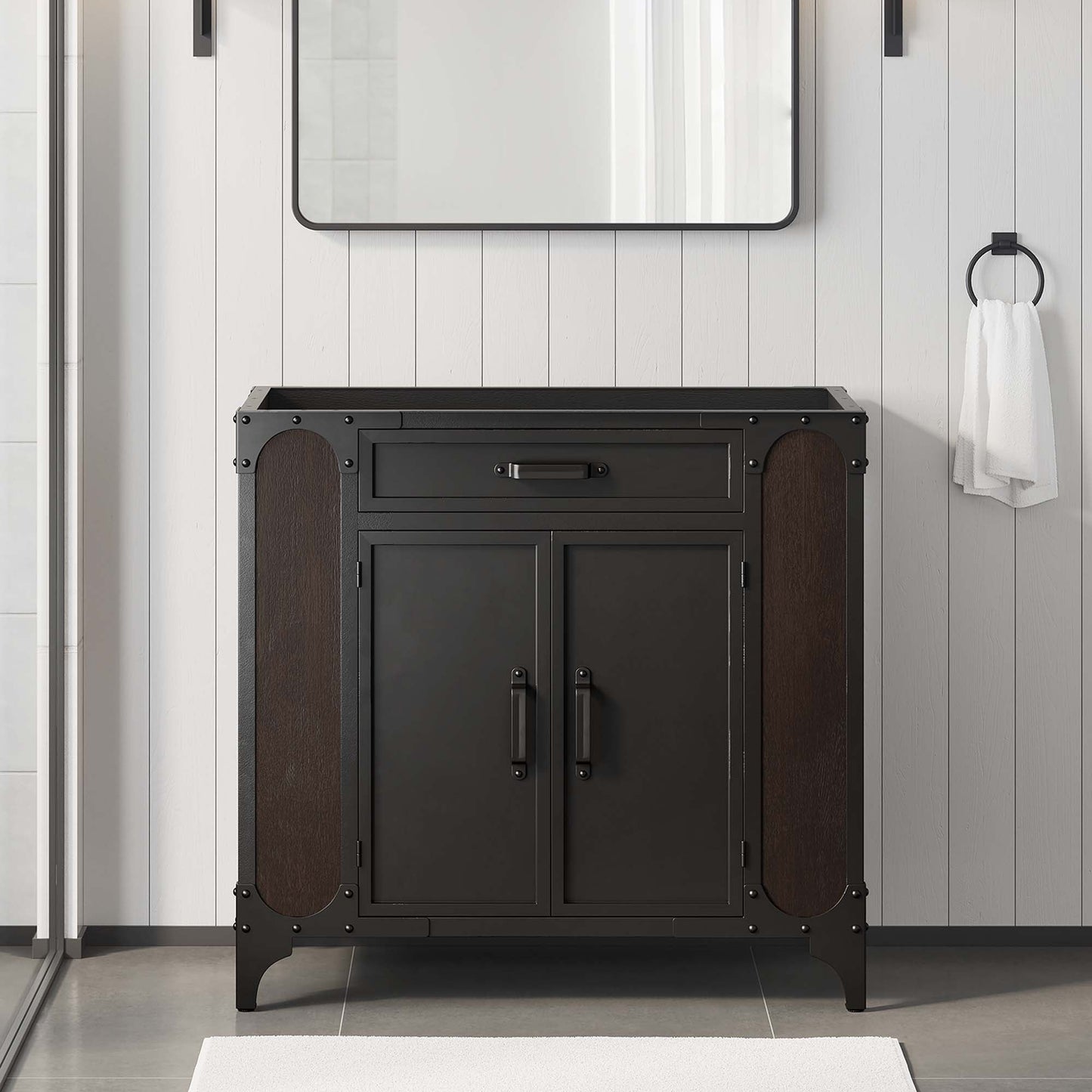 Steamforge 36" Bathroom Vanity Cabinet (Sink Basin Not Included) by Modway EEI-6129-BLK-WAL