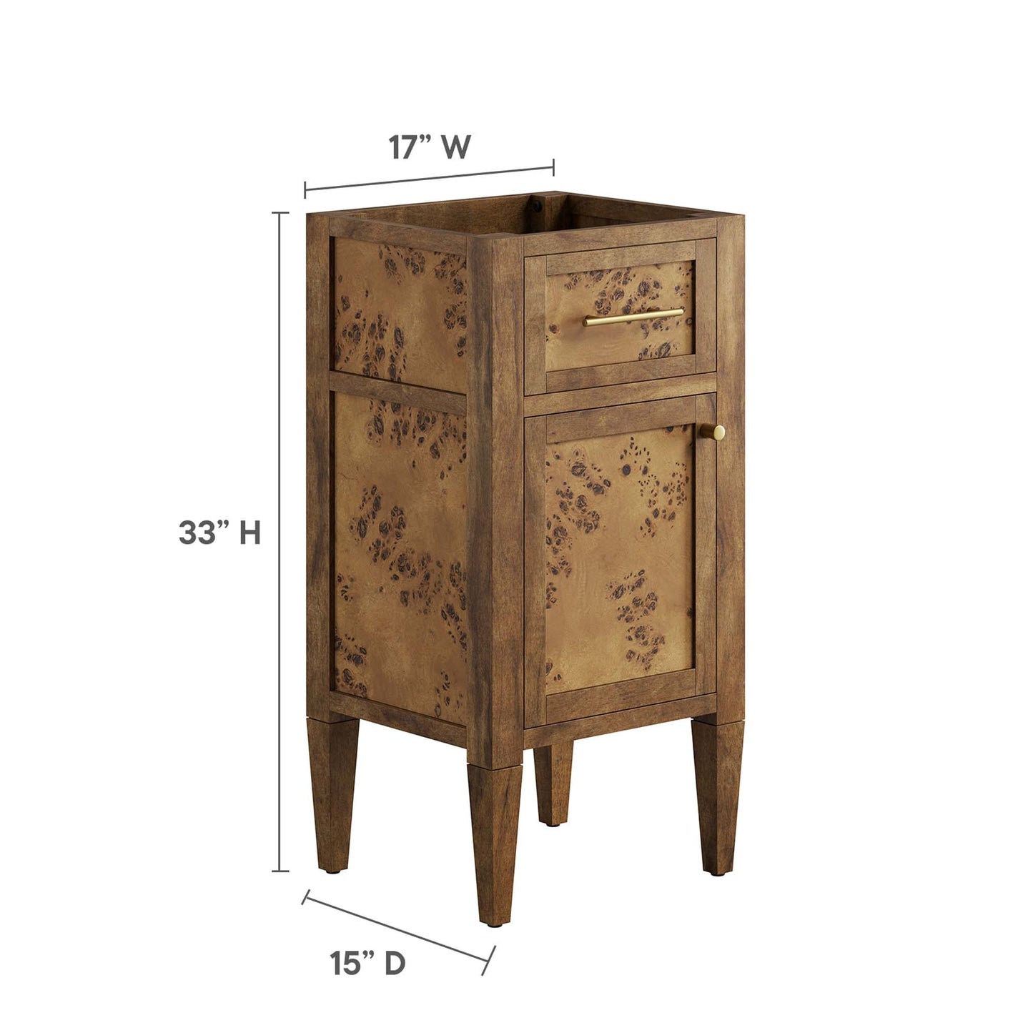 Elysian 18" Wood Bathroom Vanity Cabinet (Sink Basin Not Included) by Modway EEI-6136-BRN