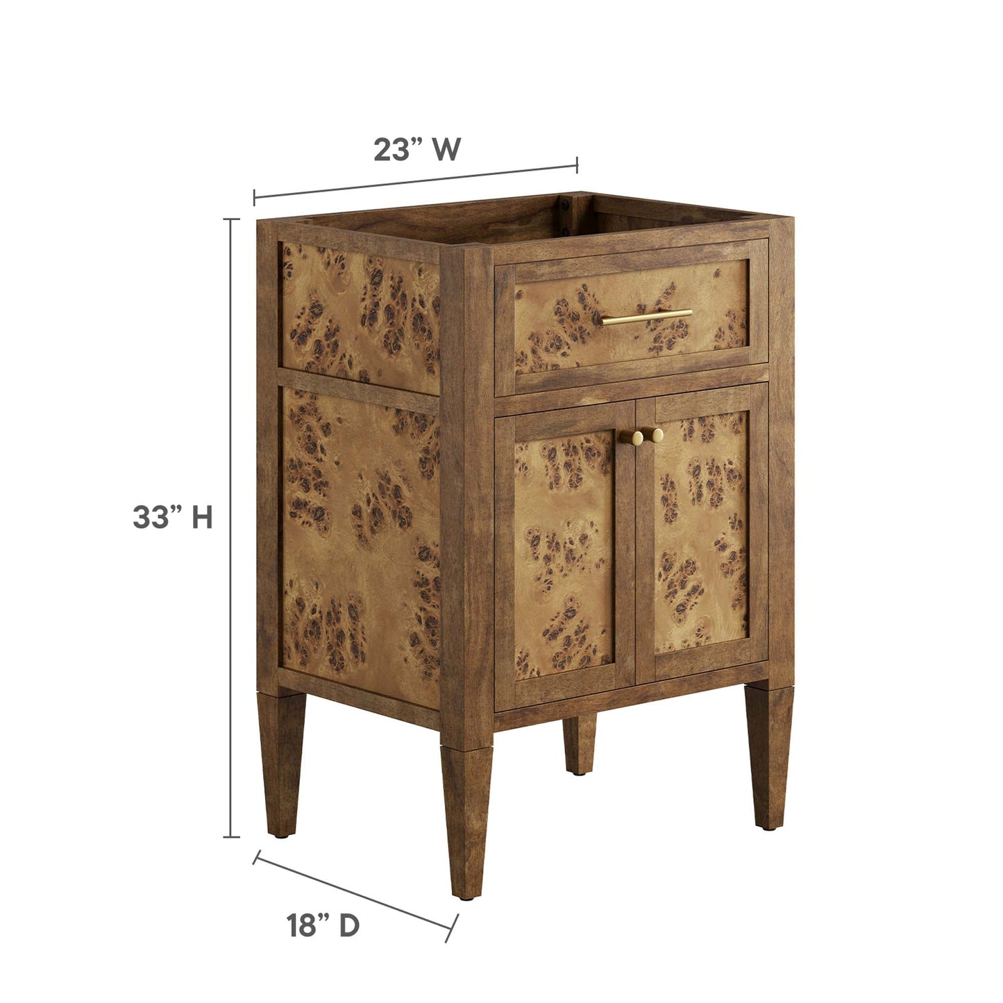 Elysian 24" Wood Bathroom Vanity Cabinet (Sink Basin Not Included) by Modway EEI-6137-BRN