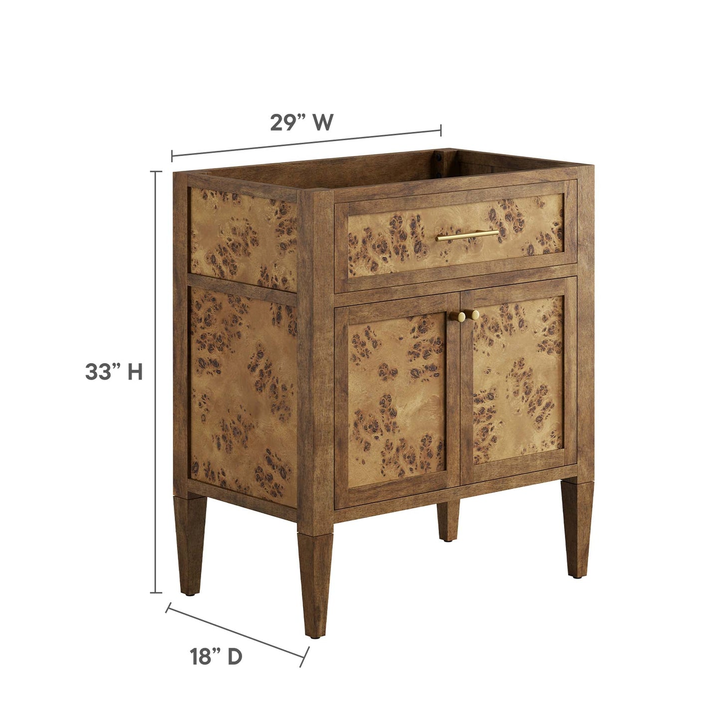 Elysian 30" Bathroom Vanity Cabinet (Sink Basin Not Included) by Modway EEI-6138-BRN