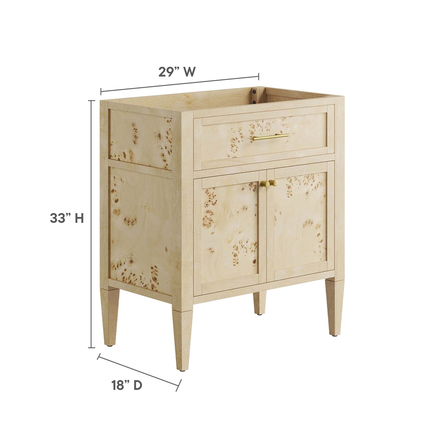 Elysian 30" Bathroom Vanity Cabinet (Sink Basin Not Included) by Modway EEI-6138-BUR
