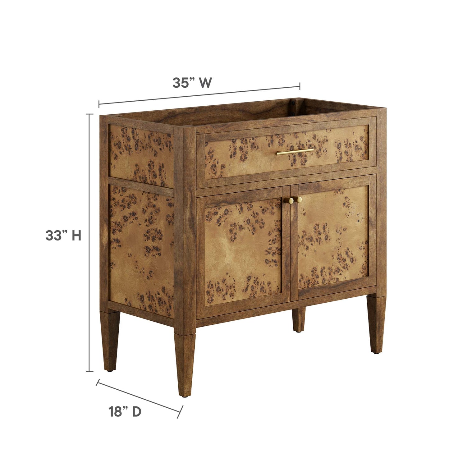 Elysian 36" Wood Bathroom Vanity Cabinet (Sink Basin Not Included) by Modway EEI-6139-BRN
