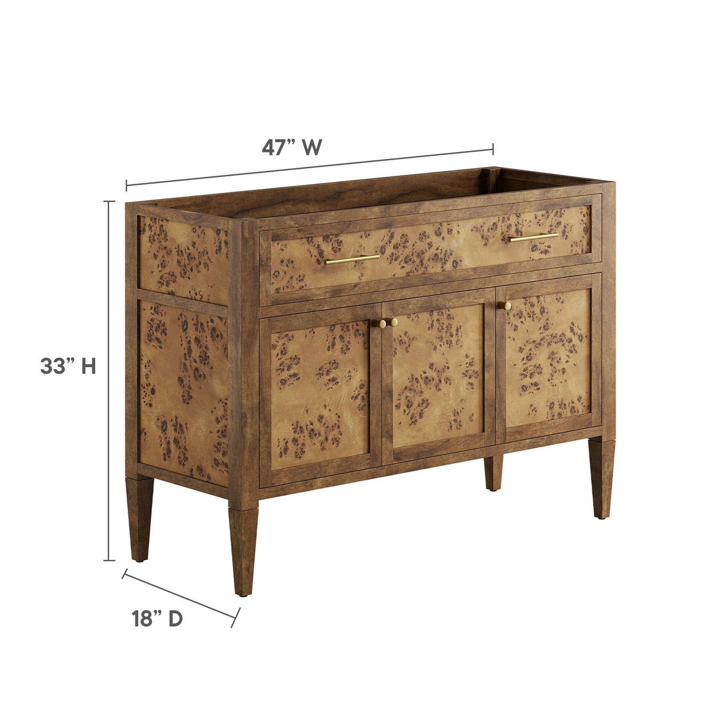 Elysian 48" Wood Bathroom Vanity Cabinet (Sink Basin Not Included) by Modway EEI-6140-BRN