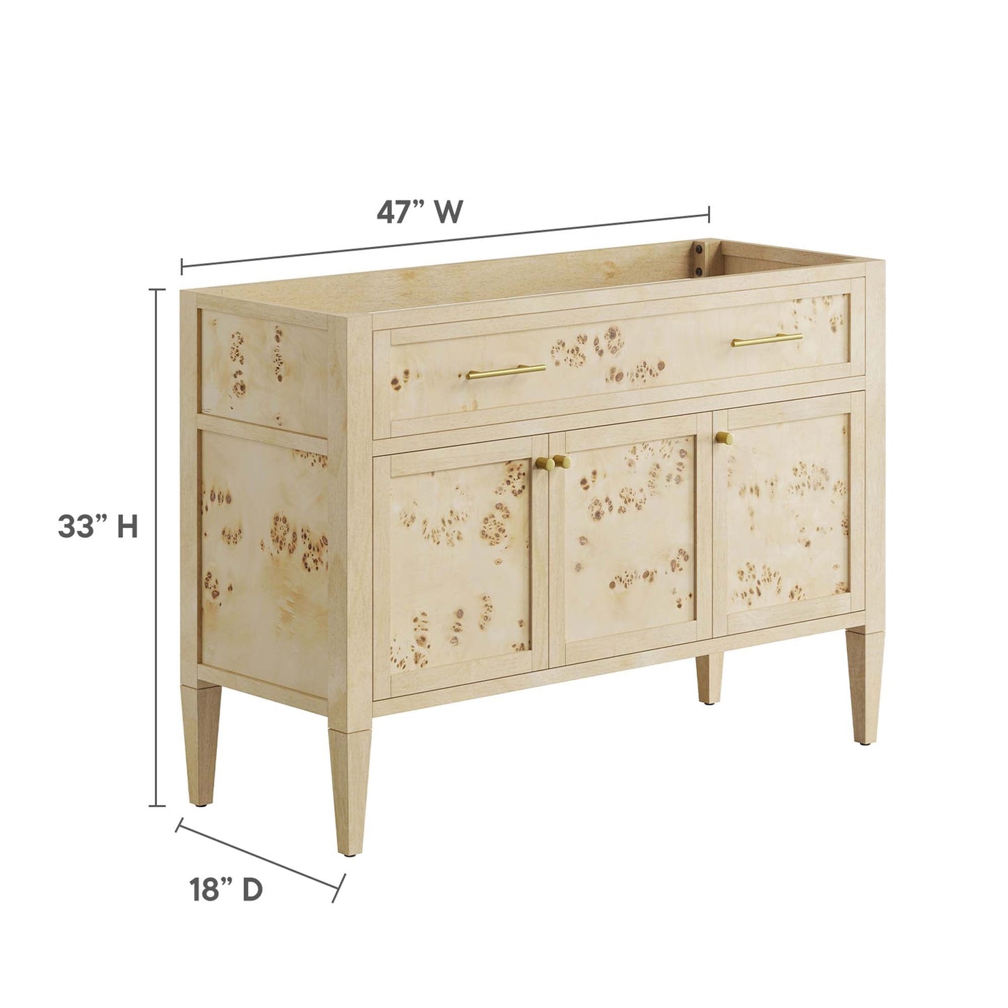 Elysian 48" Wood Bathroom Vanity Cabinet (Sink Basin Not Included) by Modway EEI-6140-BUR