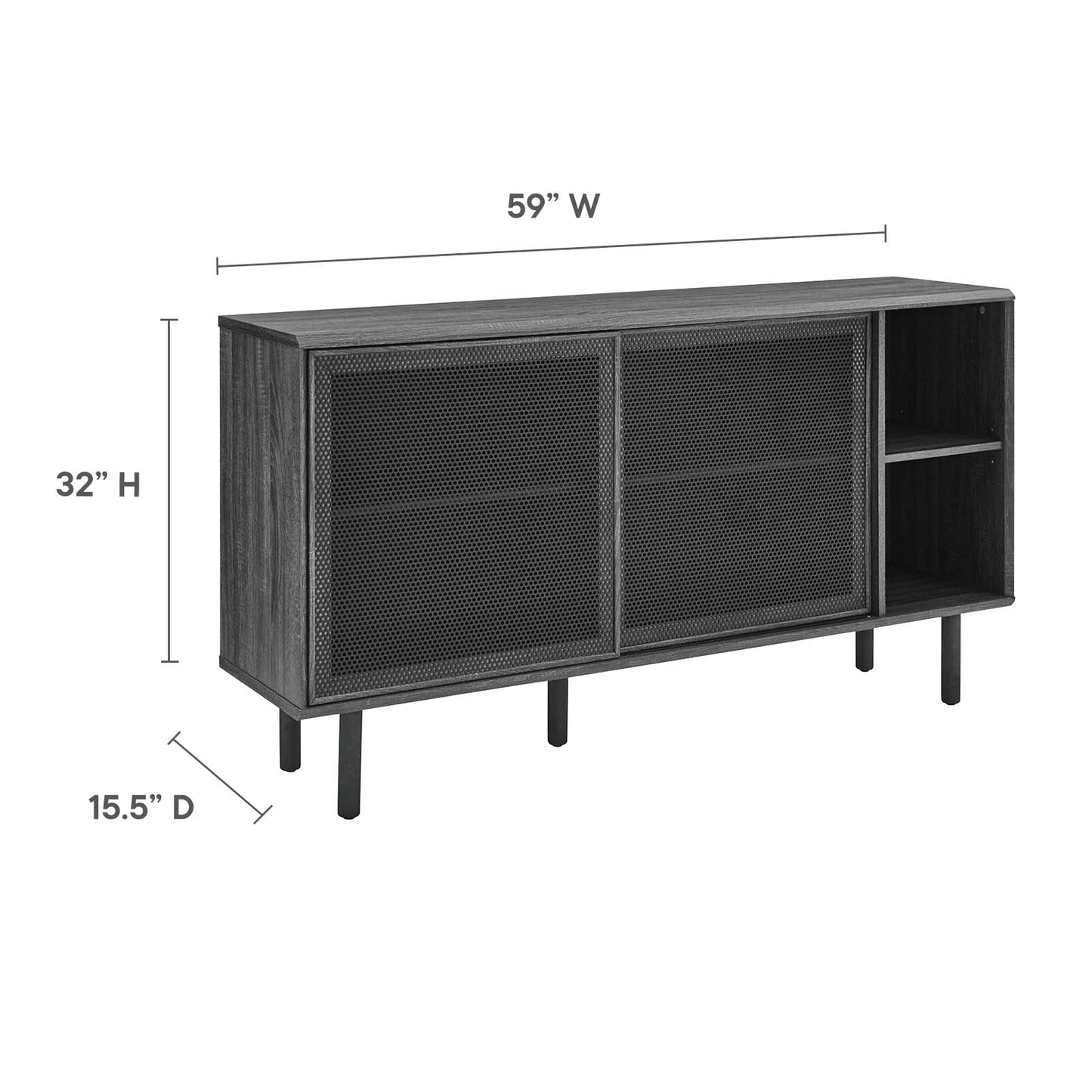 Kurtis 59" Sideboard - Charcoal, Oak, Walnut Options Available