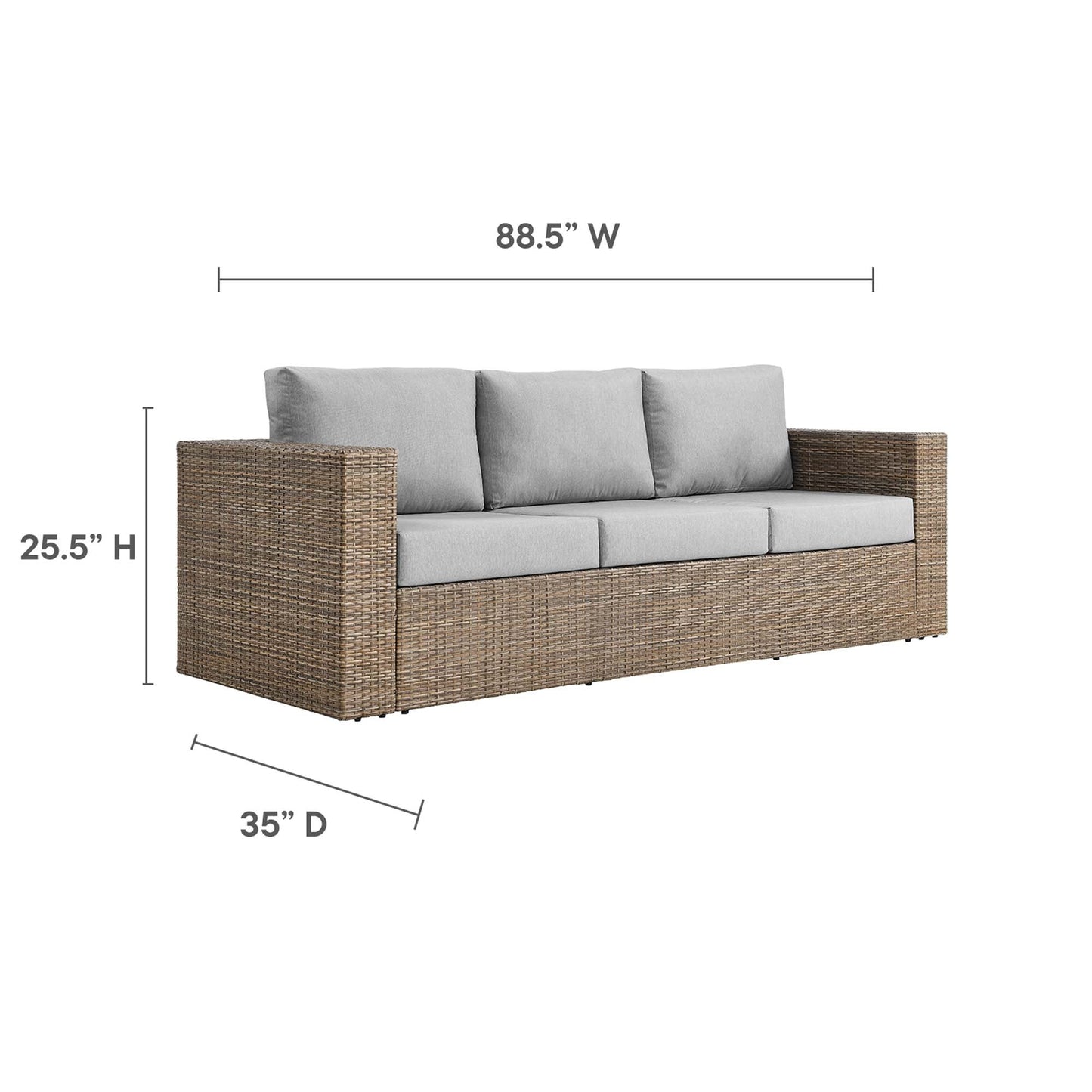 Convene Outdoor Patio Sofa by Modway EEI-6245-CAP-GRY
