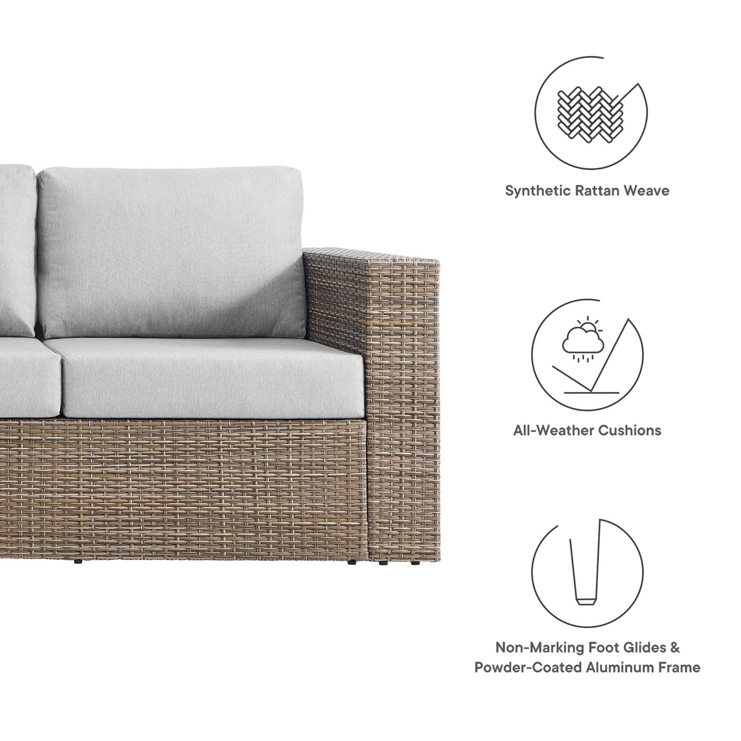 Convene Outdoor Patio Sofa by Modway EEI-6245-CAP-GRY