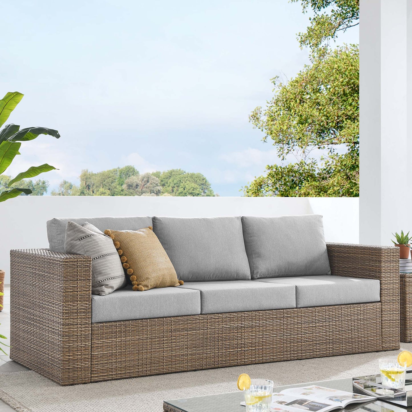 Convene Outdoor Patio Sofa by Modway EEI-6245-CAP-GRY