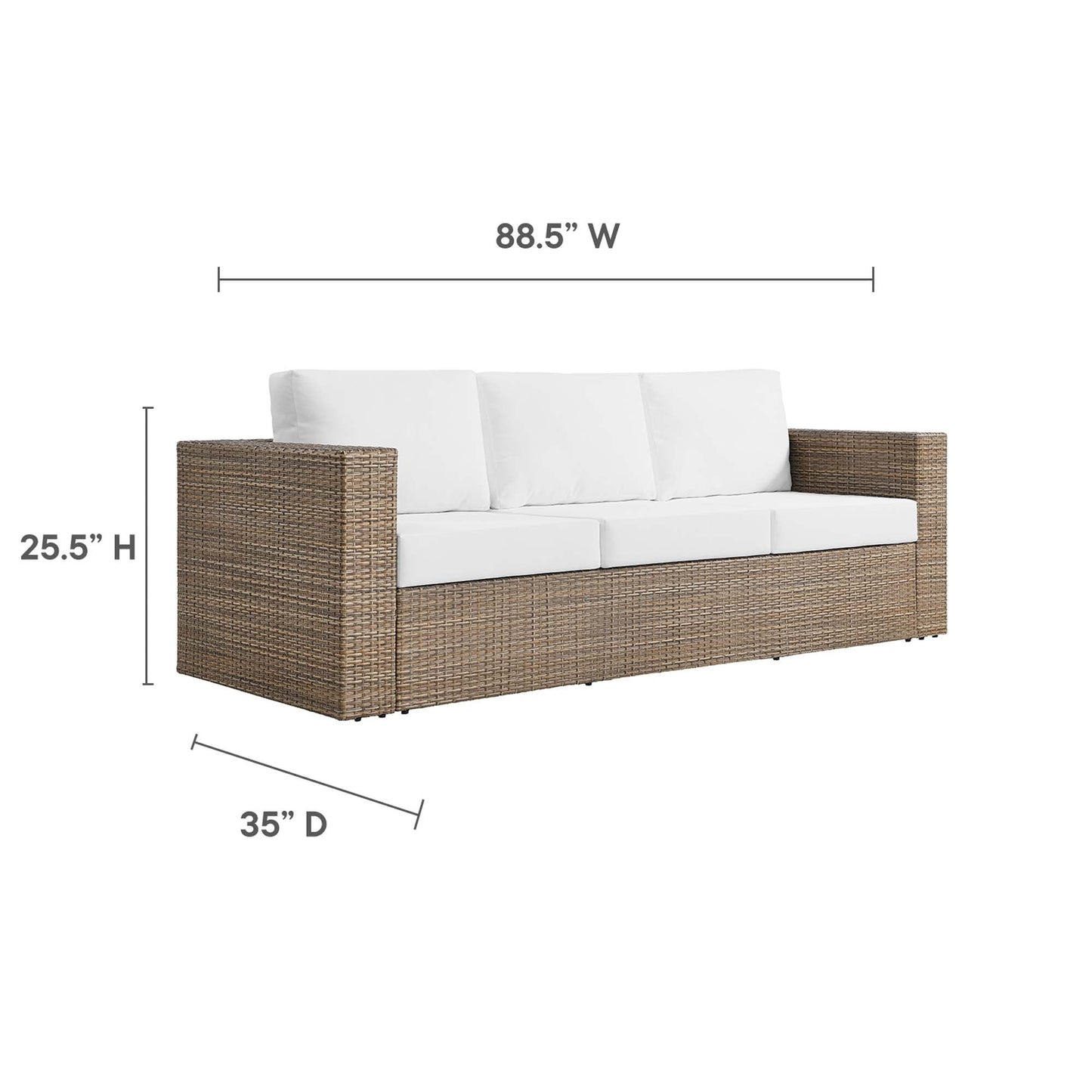 Convene Outdoor Patio Sofa by Modway EEI-6245-CAP-WHI