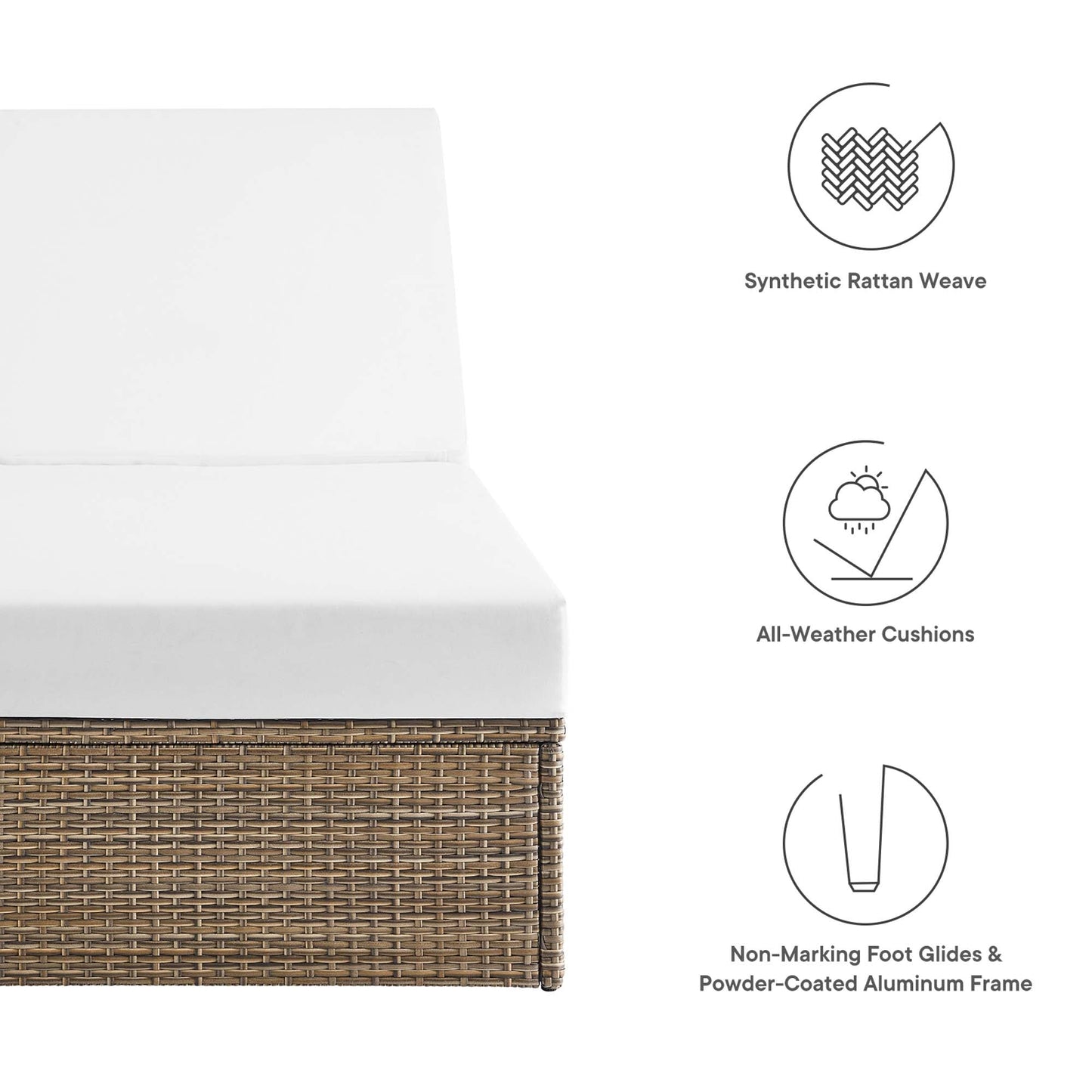 Convene Outdoor Patio Chaise Lounge Chair by Modway EEI-6247-CAP-WHI