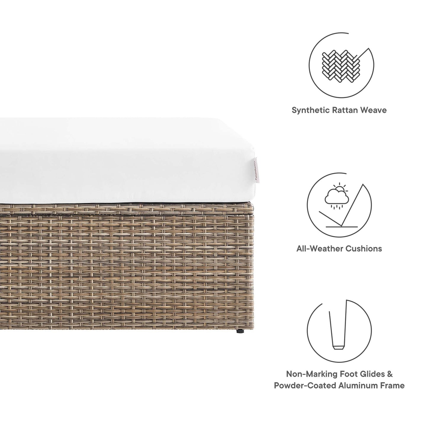 Convene Outdoor Patio Rectangle Ottoman by Modway EEI-6248-CAP-WHI