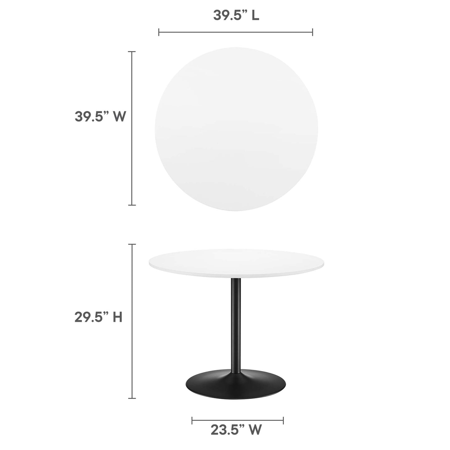 Amuse 40" Dining Table by Modway EEI-6249-BLK-WHI