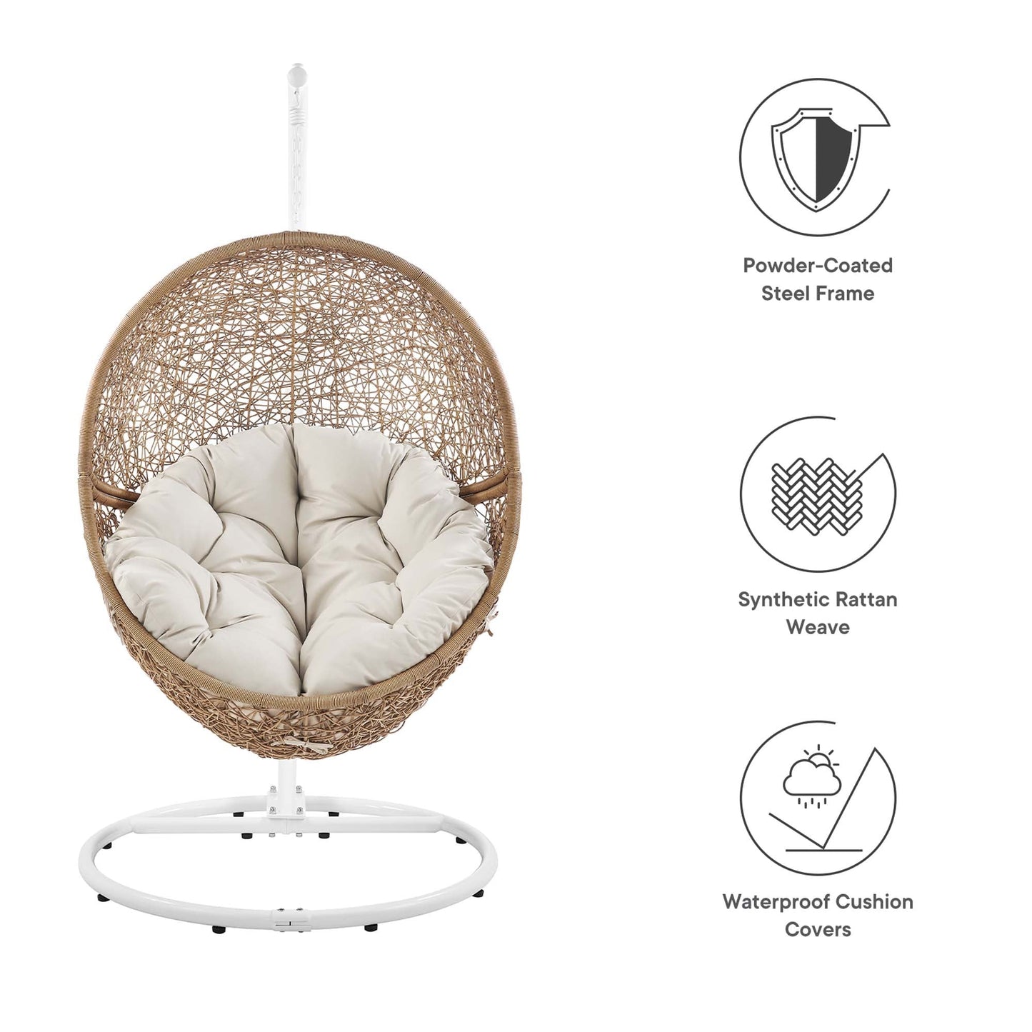 Encase Outdoor Patio Rattan Swing Chair by Modway EEI-6262-CAP-BEI