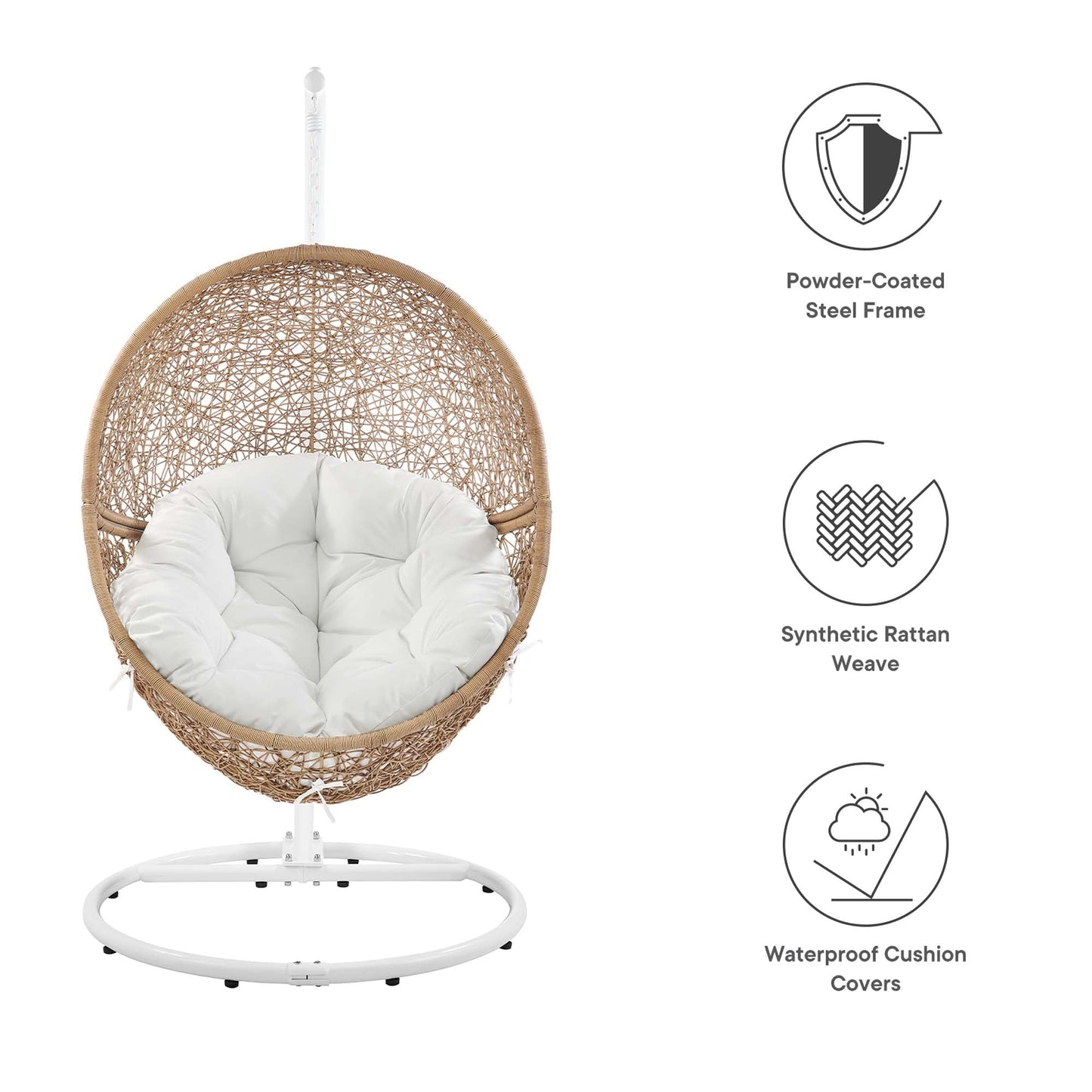 Encase Outdoor Patio Rattan Swing Chair by Modway EEI-6262-CAP-WHI