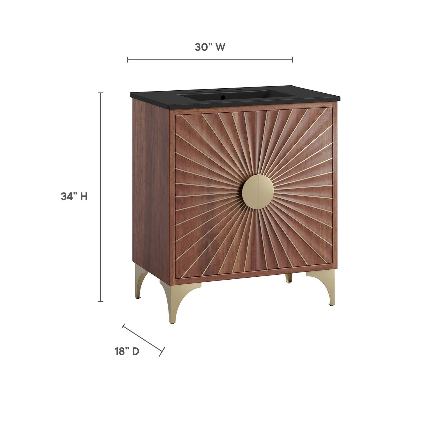 Daylight 30" Bathroom Vanity Black Walnut EEI-6296-BLK-WAL