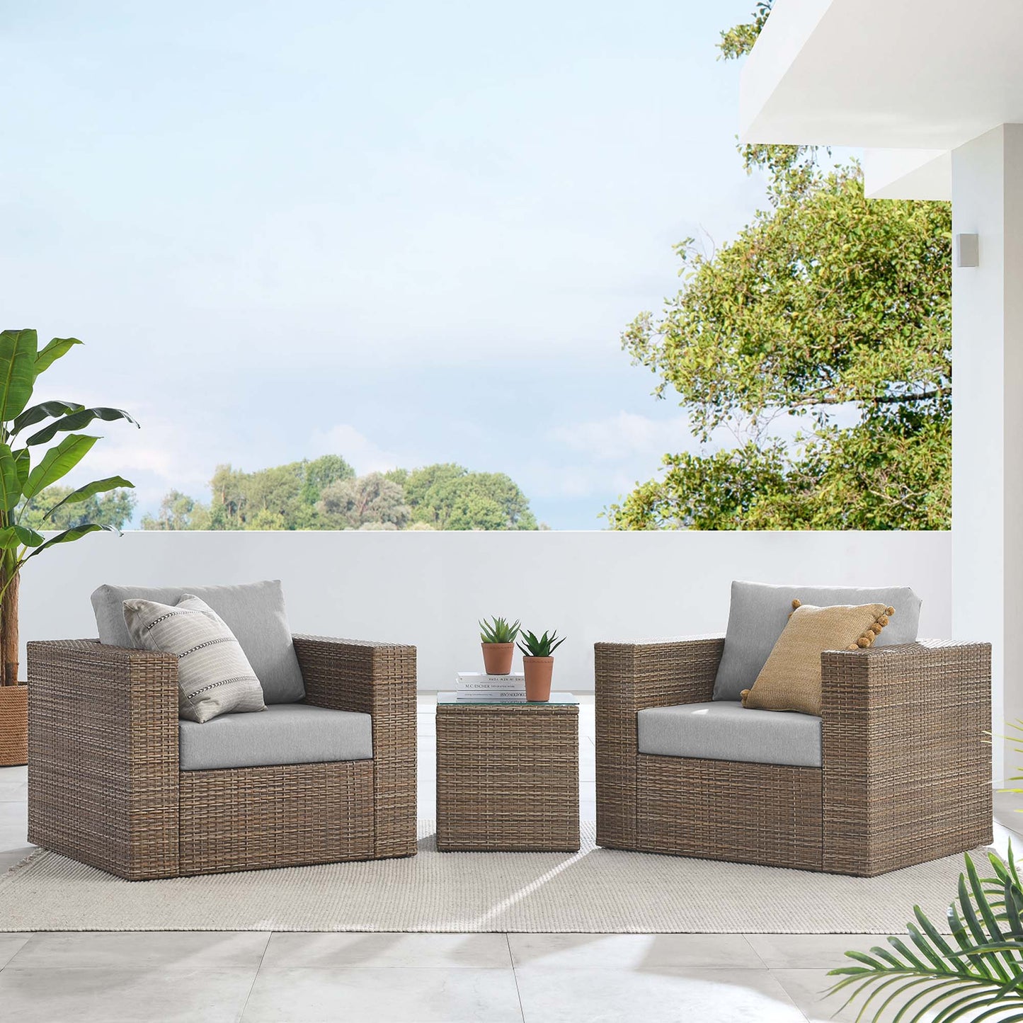 Convene 3-Piece Outdoor Patio Furniture Set by Modway EEI-6327-CAP-GRY