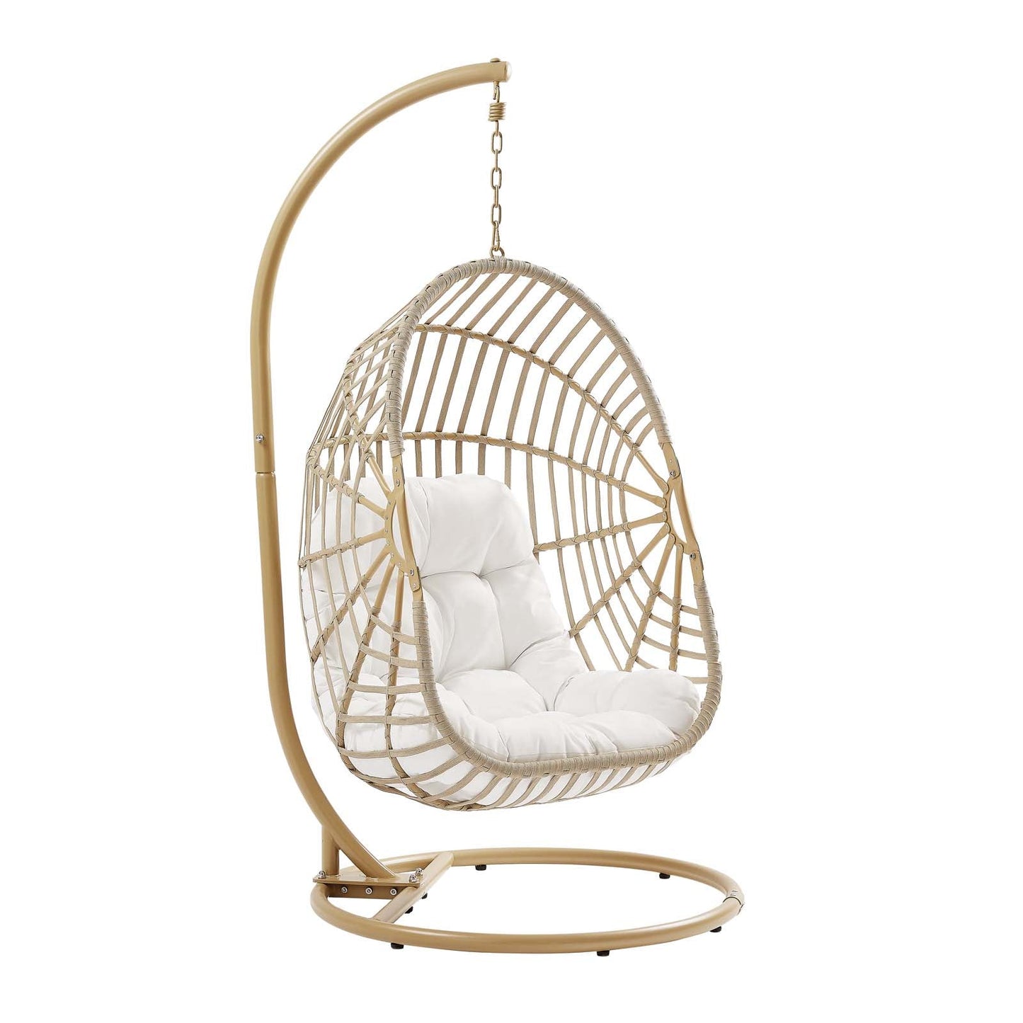 Amalie Wicker Rattan Outdoor Patio Swing Chair Natural White
