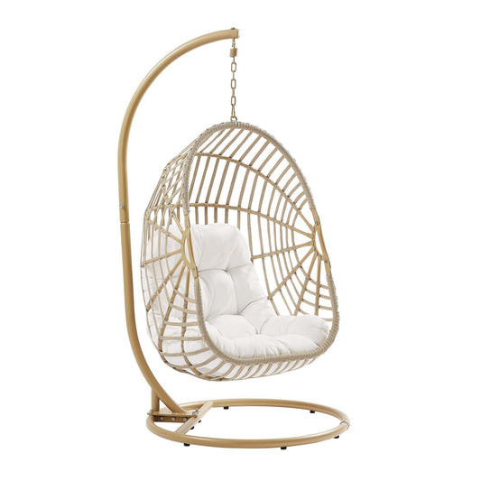 Amalie Wicker Rattan Outdoor Patio Swing Chair Natural White