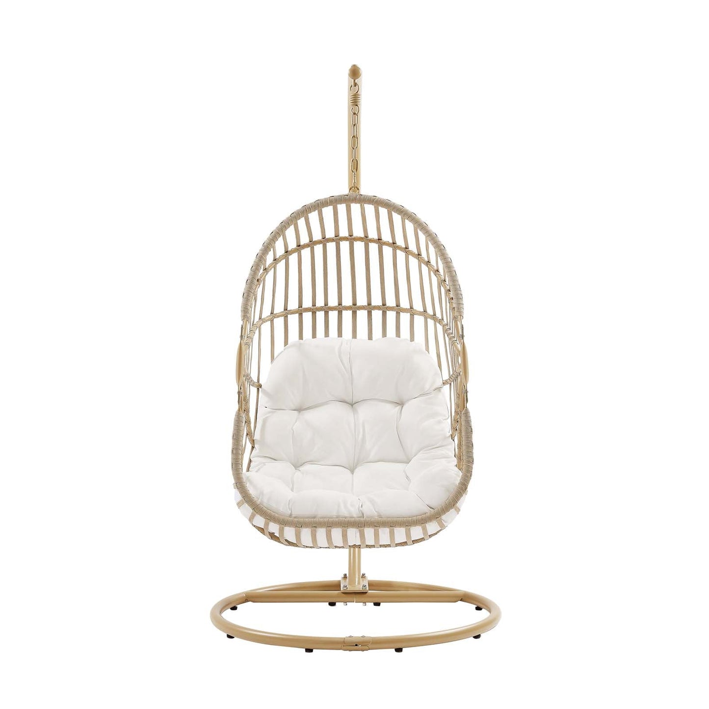Amalie Wicker Rattan Outdoor Patio Swing Chair Natural White