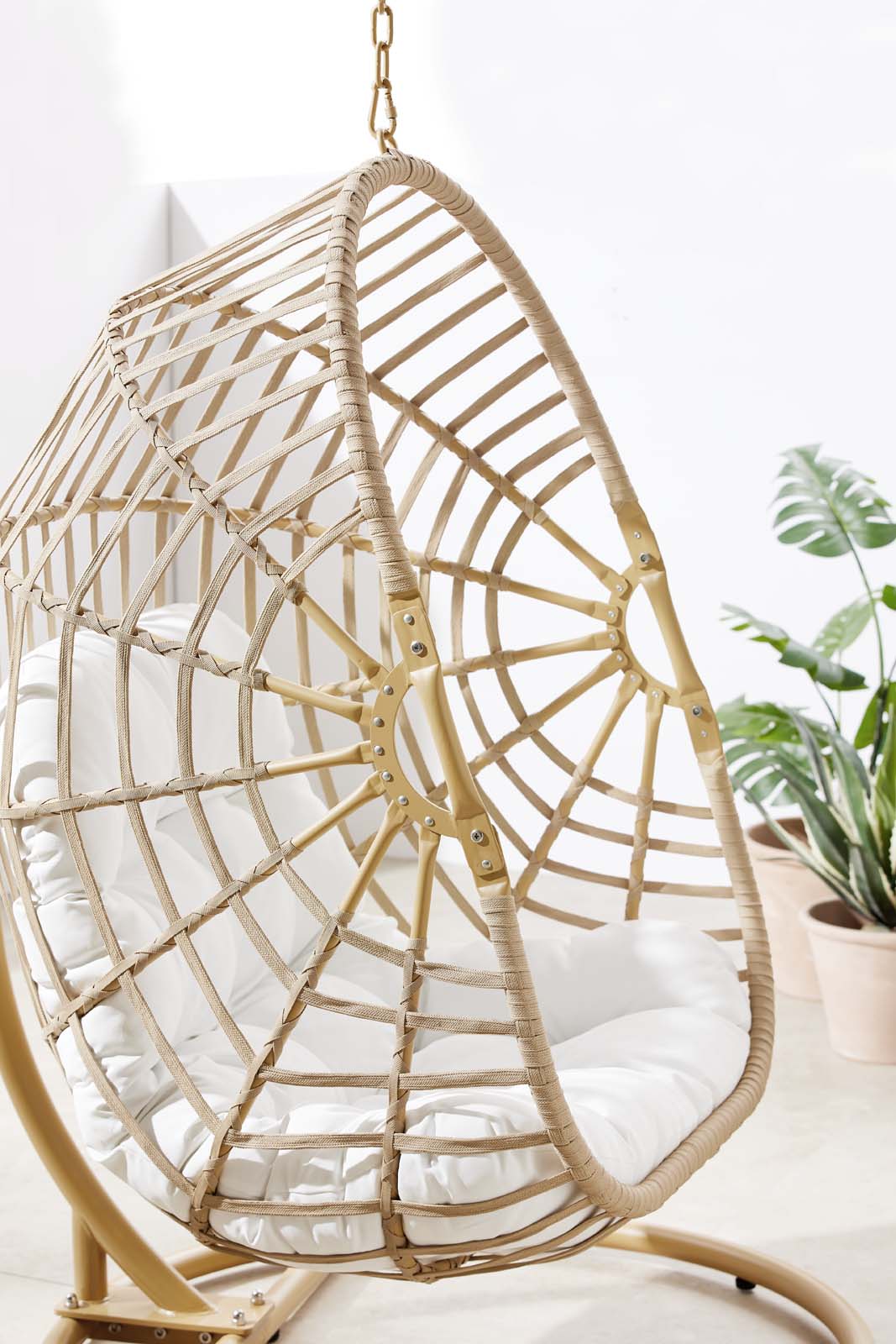 Amalie Wicker Rattan Outdoor Patio Swing Chair Natural White