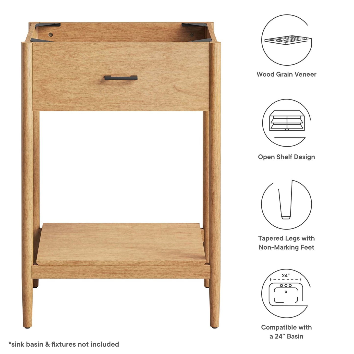 Zaire 24" Bathroom Vanity Cabinet (Sink Basin Not Included) by Modway EEI-6352-NAT