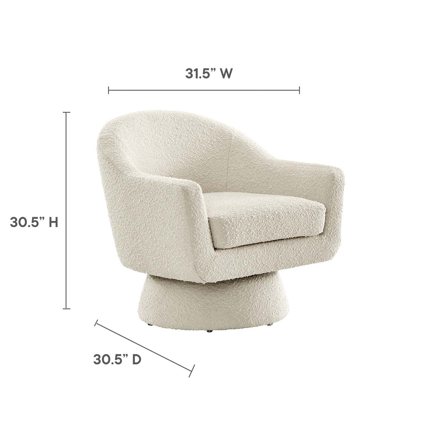 Astral Boucle Fabric Boucle Fabric Swivel Chair Ivory EEI-6359-IVO