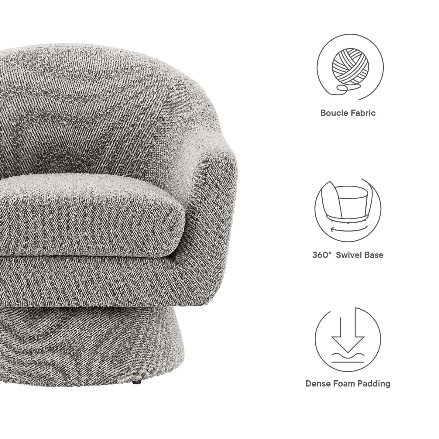 Astral Boucle Fabric Boucle Fabric Swivel Chair Taupe EEI-6359-TAU
