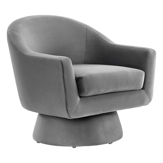 Astral Performance Velvet Fabric and Wood Swivel Chair Gray EEI-6360-GRY