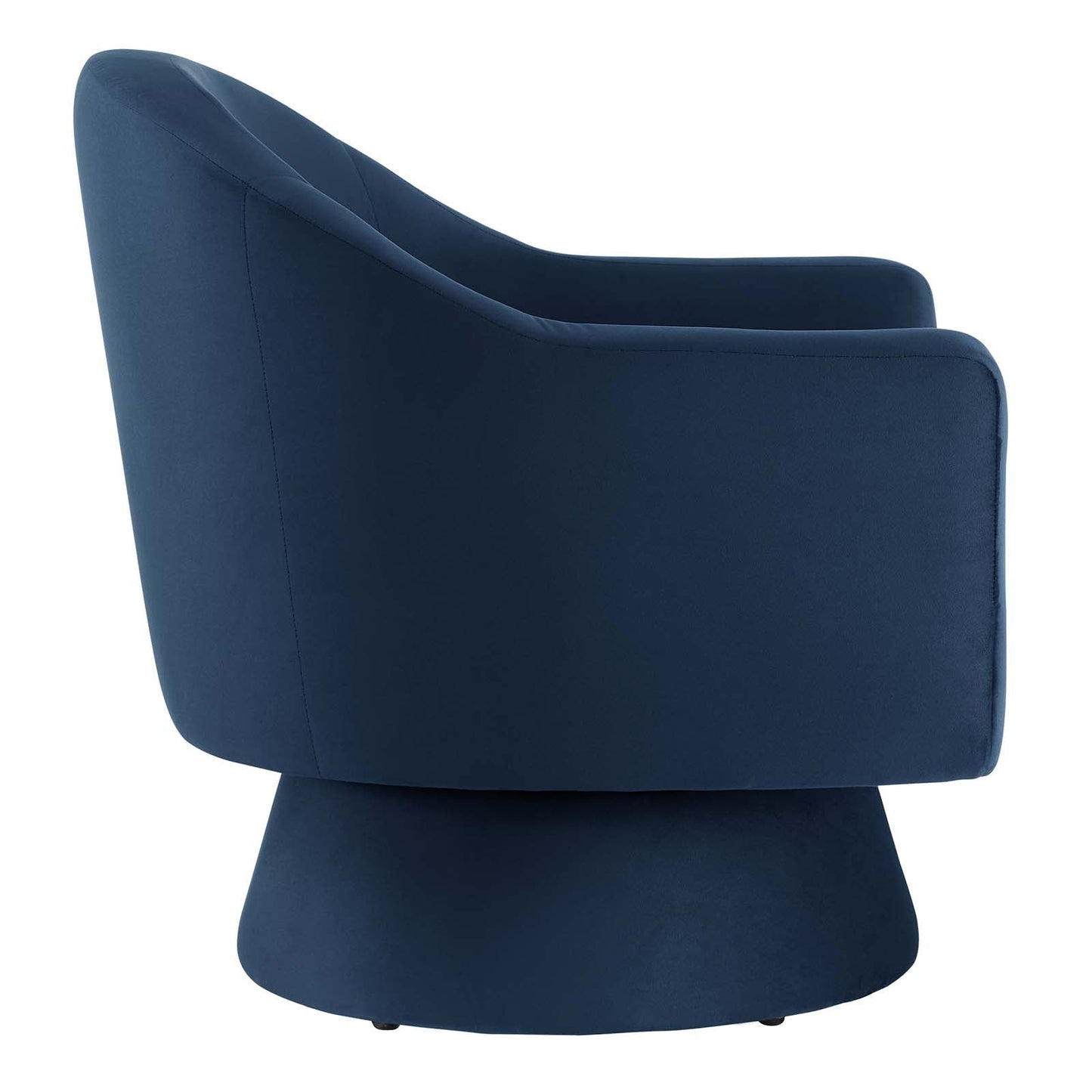 Astral Performance Velvet Fabric and Wood Swivel Chair Midnight Blue EEI-6360-MID