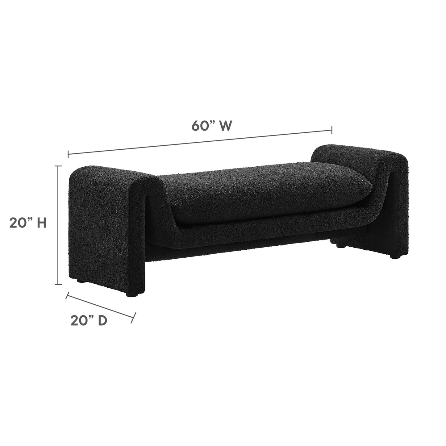 Waverly Boucle Fabric Bench by Modway EEI-6379-BLK