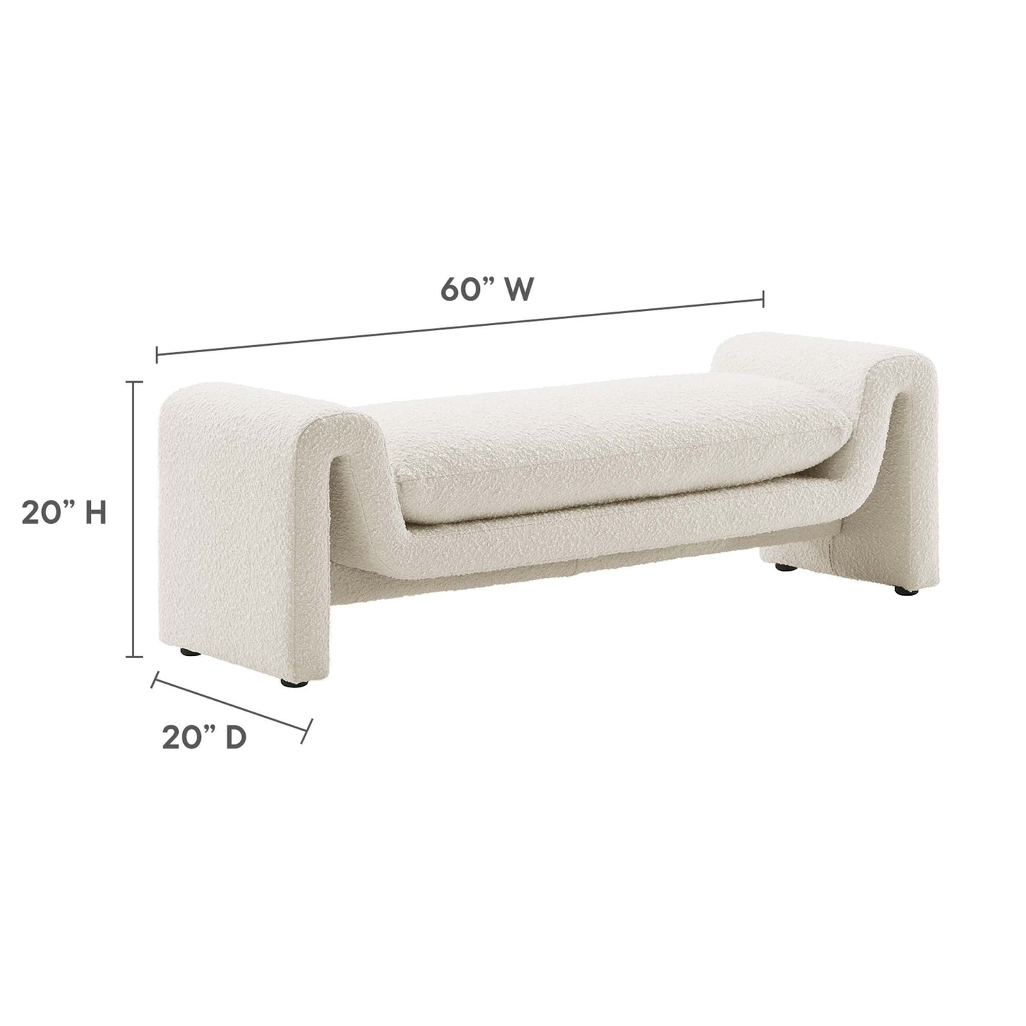 Waverly Boucle Fabric Bench by Modway EEI-6379-IVO
